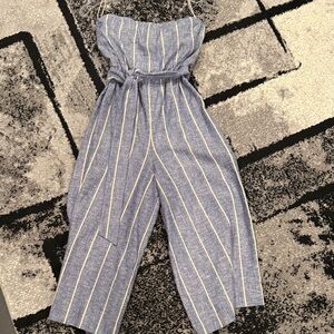 Alice + Olivia Blue and White Striped Jumpsuit